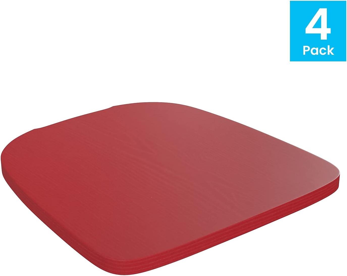 image:imageFlash Furniture Perry Set of 4 Poly Resin Wood Seat Teak Polystyrene Rounded Edges for Comfort For Colorful Metal Chairs and Stools IndoorOutdoorRed