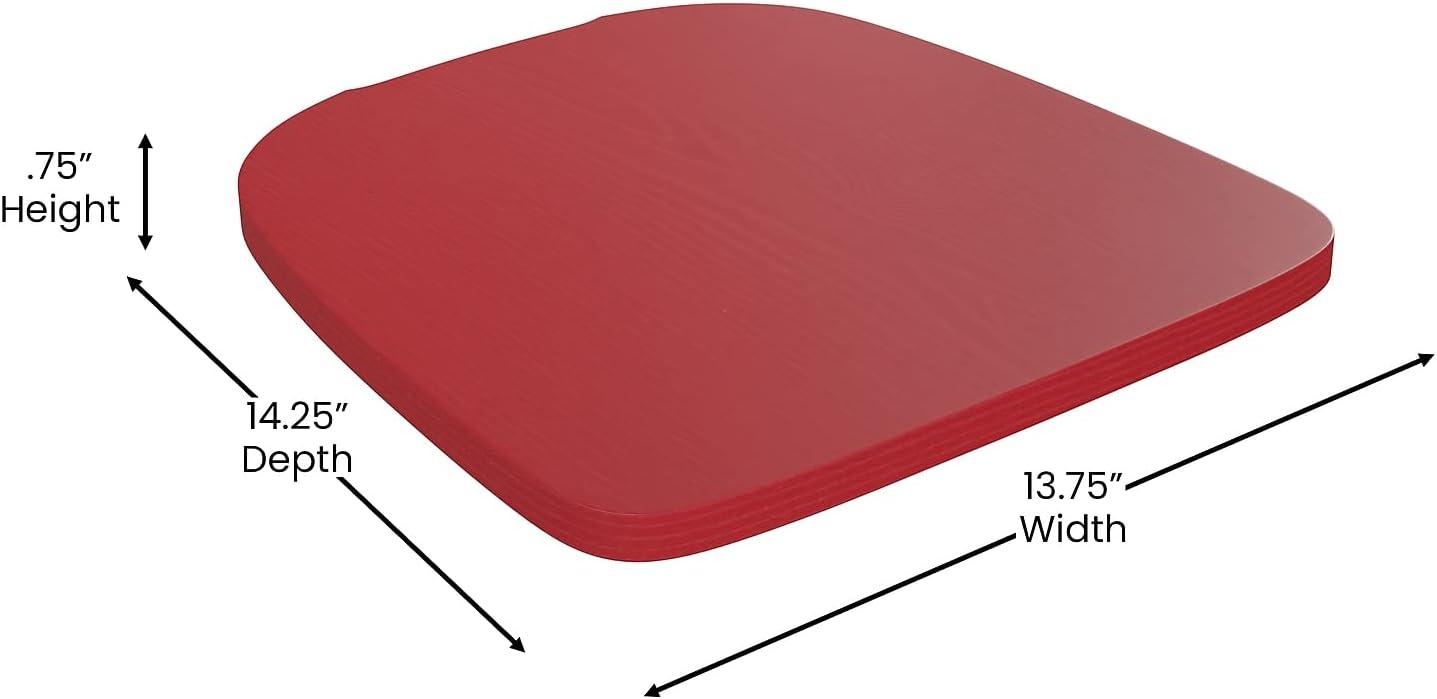 image:imageFlash Furniture Perry Set of 4 Poly Resin Wood Seat Teak Polystyrene Rounded Edges for Comfort For Colorful Metal Chairs and Stools IndoorOutdoorRed