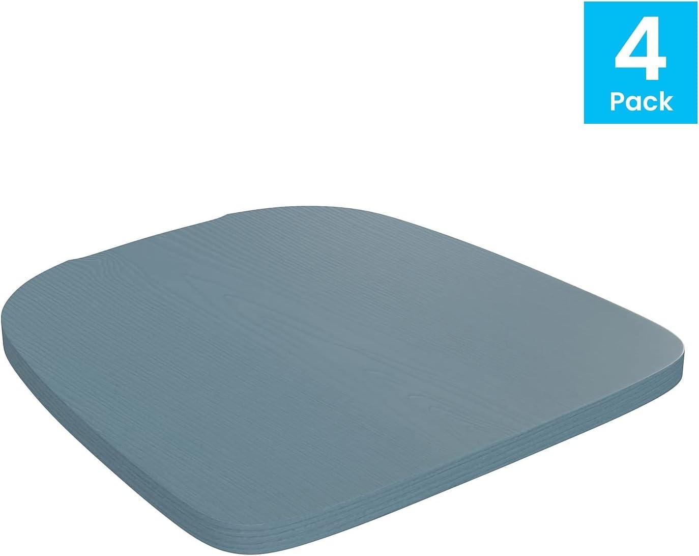 image:imageFlash Furniture Perry Set of 4 Poly Resin Wood Seat Teak Polystyrene Rounded Edges for Comfort For Colorful Metal Chairs and Stools IndoorOutdoorTealblue