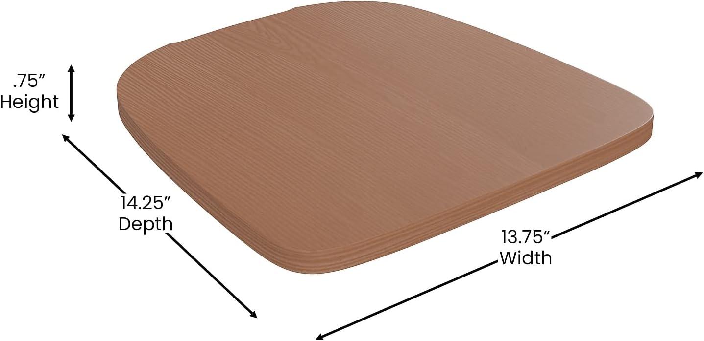 image:imageFlash Furniture Perry Set of 4 Poly Resin Wood Seat Teak Polystyrene Rounded Edges for Comfort For Colorful Metal Chairs and Stools IndoorOutdoorTeak