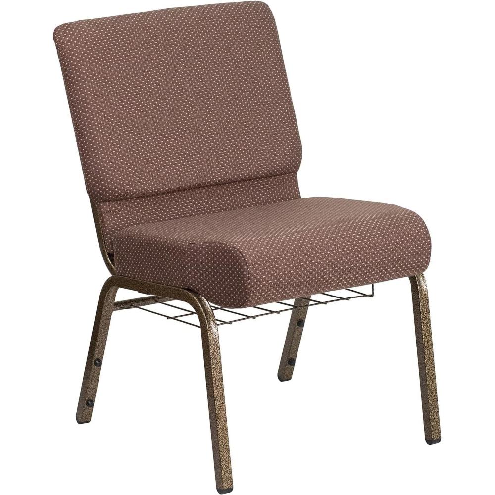 image:imageFlash Furniture 4 Pack HERCULES Series 21W Church Chair in Dark Gray Fabric with Book Rack  Silver Vein FrameBrown Dot Patterned FabricGold Vein Frame