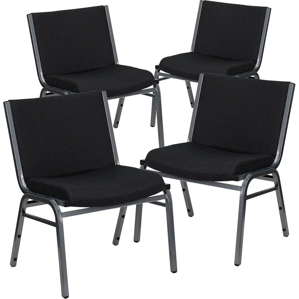 image:imageFlash Furniture 4 Pk HERCULES Series Big amp Tall 1000 lb Rated Black Fabric Stack Chair