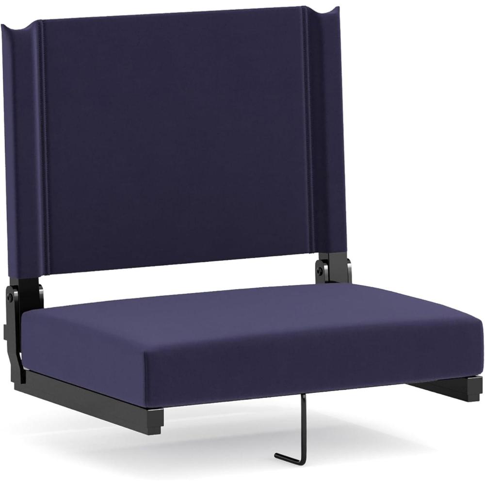 image:imageFlash Furniture Grandstand Portable Stadium Seats for Bleachers or Benches Folding Padded Stadium Chairs with Handle Pack of 2 500 lb Weight Capacity BlueNavy