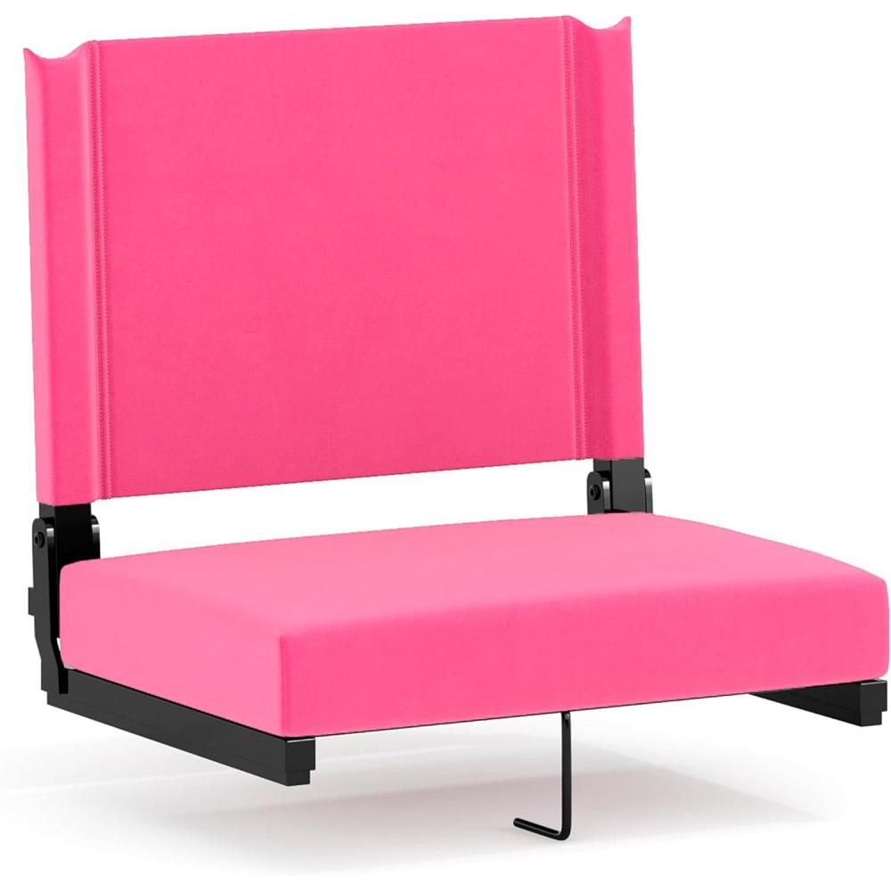 image:imageFlash Furniture Grandstand Portable Stadium Seats for Bleachers or Benches Folding Padded Stadium Chairs with Handle Pack of 2 500 lb Weight Capacity BluePink