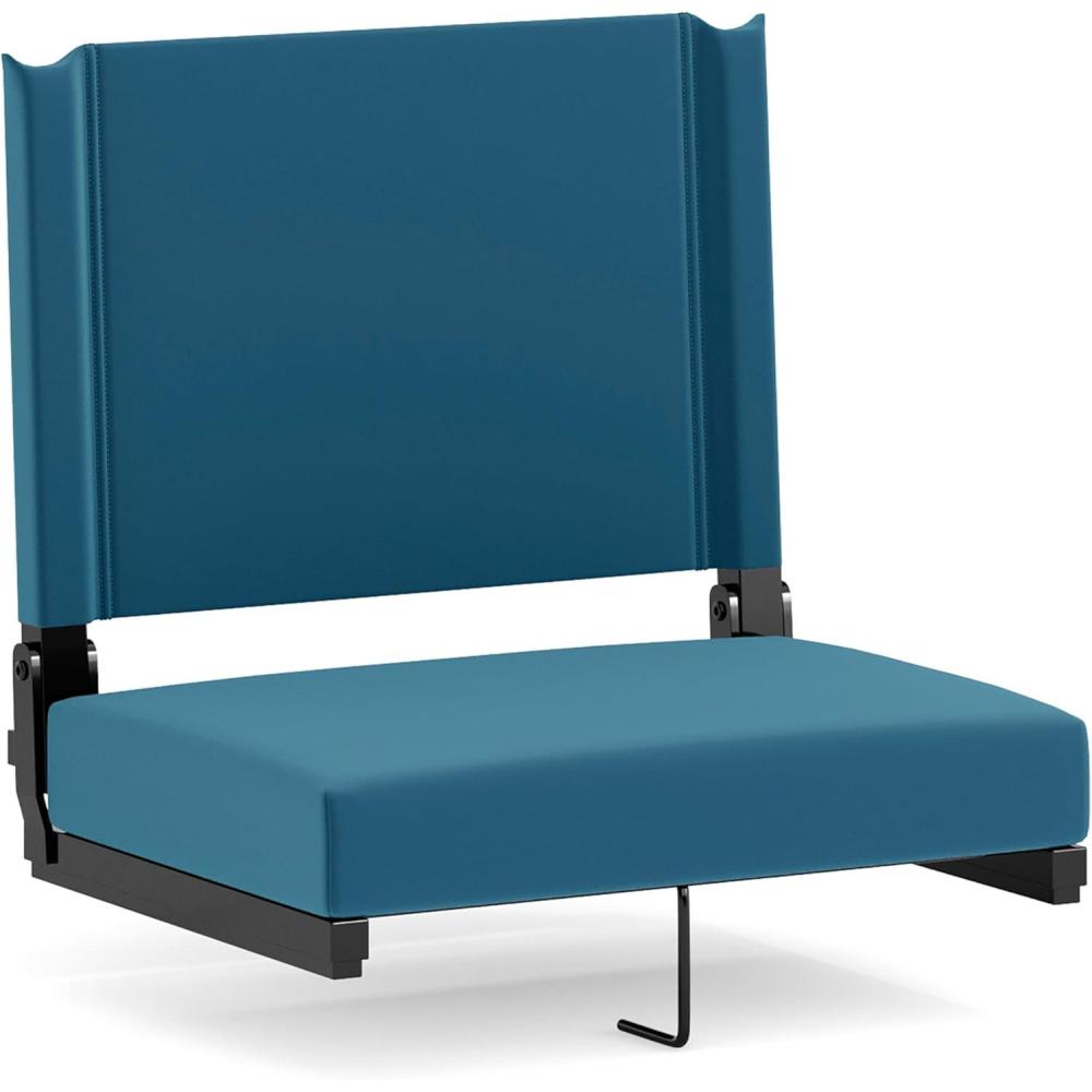 image:imageFlash Furniture Grandstand Portable Stadium Seats for Bleachers or Benches Folding Padded Stadium Chairs with Handle Pack of 2 500 lb Weight Capacity BlueTeal