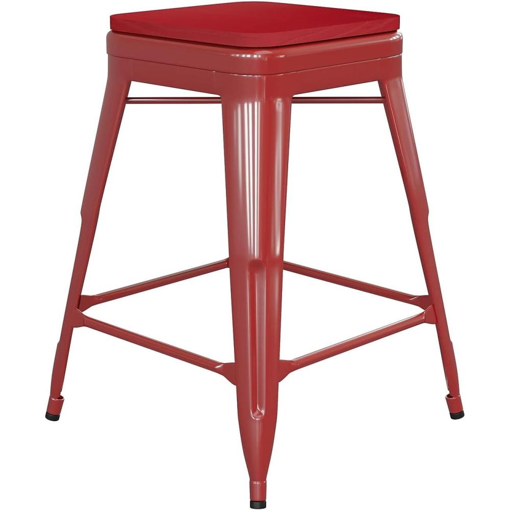 image:imageFlash Furniture Kai Commercial Grade IndoorOutdoor Bar Height Stool Silver Metal Frame Gray Poly Resin Seat 30 High BacklessRedRed