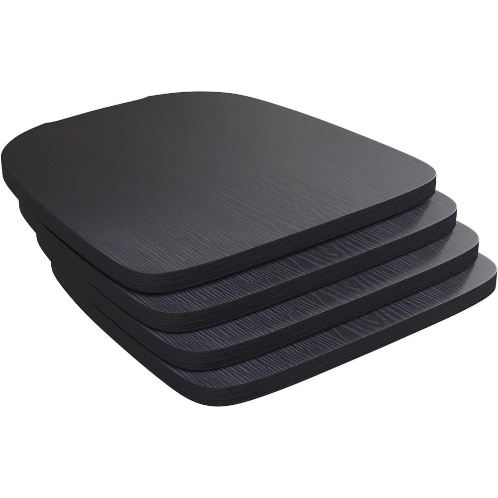 image:imageFlash Furniture Perry Set of 4 Poly Resin Wood Seat Teak Polystyrene Rounded Edges for Comfort For Colorful Metal Chairs and Stools IndoorOutdoorBlack