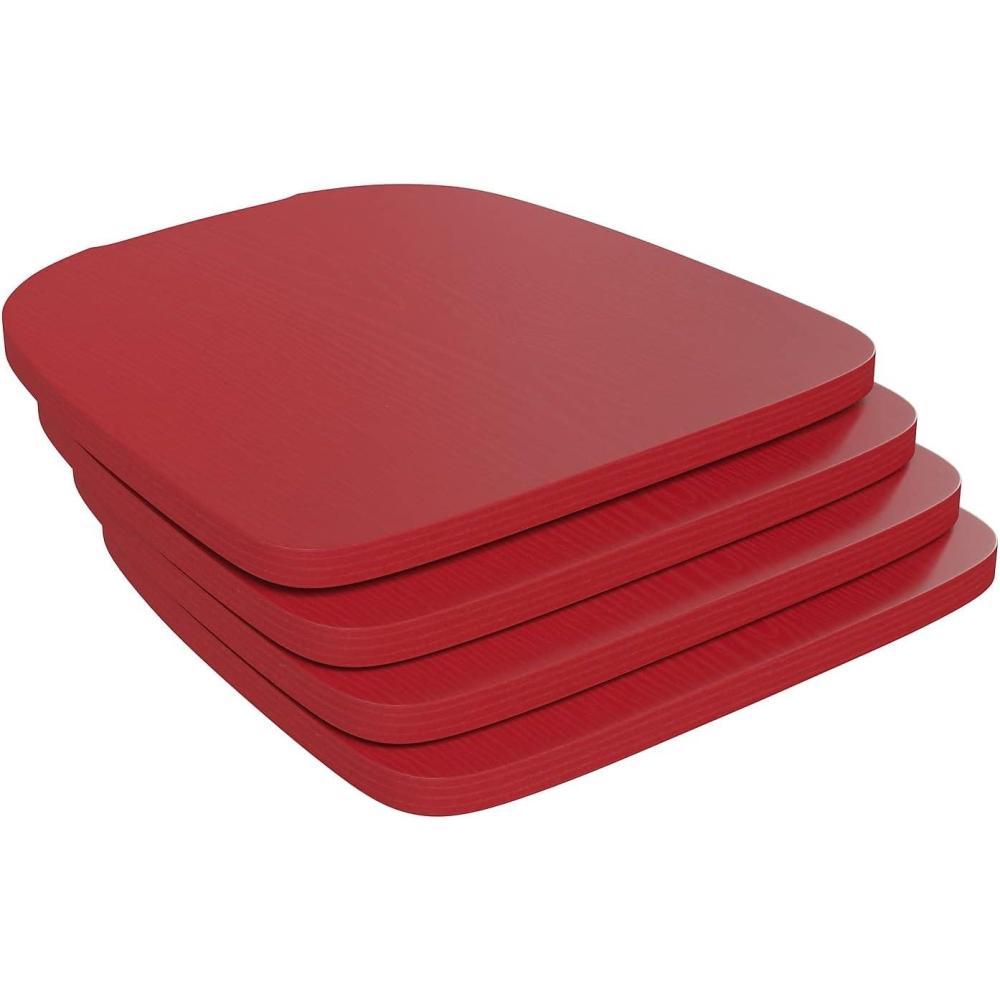 image:imageFlash Furniture Perry Set of 4 Poly Resin Wood Seat Teak Polystyrene Rounded Edges for Comfort For Colorful Metal Chairs and Stools IndoorOutdoorRed