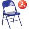 Flash Furniture 2 Pack HERCULES COLORBURST Series Cobalt Blue Triple Braced & Double Hinged Metal Folding Chair