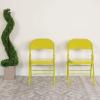 Flash Furniture 2 Pack HERCULES COLORBURST Series Twisted Citron Triple Braced & Double Hinged Metal Folding Chair