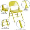 Flash Furniture 2 Pack HERCULES COLORBURST Series Twisted Citron Triple Braced & Double Hinged Metal Folding Chair
