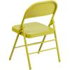 Flash Furniture 2 Pack HERCULES COLORBURST Series Twisted Citron Triple Braced & Double Hinged Metal Folding Chair