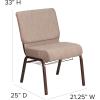 Flash Furniture 4 Pack HERCULES Series 21”W Church Chair in Dark Gray Fabric with Book Rack – Silver Vein Frame(Beige Fabric/Copper Vein Frame)