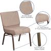 Flash Furniture 4 Pack HERCULES Series 21”W Church Chair in Dark Gray Fabric with Book Rack – Silver Vein Frame(Beige Fabric/Copper Vein Frame)