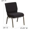 Flash Furniture 4 Pack HERCULES Series 21”W Church Chair in Dark Gray Fabric with Book Rack – Silver Vein Frame(Black Dot Patterned Fabric/Gold Vein Frame)