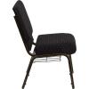 Flash Furniture 4 Pack HERCULES Series 21”W Church Chair in Dark Gray Fabric with Book Rack – Silver Vein Frame(Black Dot Patterned Fabric/Gold Vein Frame)