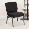 Flash Furniture 4 Pack HERCULES Series 21”W Church Chair in Dark Gray Fabric with Book Rack – Silver Vein Frame(Black Dot Patterned Fabric/Gold Vein Frame)