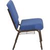 Flash Furniture 4 Pack HERCULES Series 21”W Church Chair in Dark Gray Fabric with Book Rack – Silver Vein Frame(Blue Fabric/Gold Vein Frame)