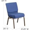 Flash Furniture 4 Pack HERCULES Series 21”W Church Chair in Dark Gray Fabric with Book Rack – Silver Vein Frame(Blue Fabric/Gold Vein Frame)