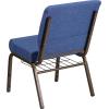 Flash Furniture 4 Pack HERCULES Series 21”W Church Chair in Dark Gray Fabric with Book Rack – Silver Vein Frame(Blue Fabric/Gold Vein Frame)