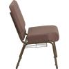 Flash Furniture 4 Pack HERCULES Series 21”W Church Chair in Dark Gray Fabric with Book Rack – Silver Vein Frame(Brown Dot Fabric/Gold Vein Frame)