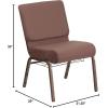 Flash Furniture 4 Pack HERCULES Series 21”W Church Chair in Dark Gray Fabric with Book Rack – Silver Vein Frame(Brown Dot Fabric/Gold Vein Frame)
