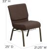 Flash Furniture 4 Pack HERCULES Series 21”W Church Chair in Dark Gray Fabric with Book Rack – Silver Vein Frame(Brown Fabric/Gold Vein Frame)