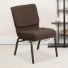 Flash Furniture 4 Pack HERCULES Series 21”W Church Chair in Dark Gray Fabric with Book Rack – Silver Vein Frame(Brown Fabric/Gold Vein Frame)