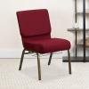 Flash Furniture 4 Pack HERCULES Series 21”W Church Chair in Dark Gray Fabric with Book Rack – Silver Vein Frame(Burgundy Fabric/Gold Vein Frame)
