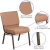 Flash Furniture 4 Pack HERCULES Series 21”W Church Chair in Dark Gray Fabric with Book Rack – Silver Vein Frame(Caramel Fabric/Copper Vein Frame)