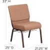 Flash Furniture 4 Pack HERCULES Series 21”W Church Chair in Dark Gray Fabric with Book Rack – Silver Vein Frame(Caramel Fabric/Copper Vein Frame)