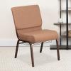 Flash Furniture 4 Pack HERCULES Series 21”W Church Chair in Dark Gray Fabric with Book Rack – Silver Vein Frame(Caramel Fabric/Copper Vein Frame)