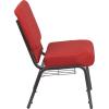 Flash Furniture 4 Pack HERCULES Series 21”W Church Chair in Dark Gray Fabric with Book Rack – Silver Vein Frame(Crimson Fabric/Silver Vein Frame)