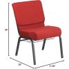 Flash Furniture 4 Pack HERCULES Series 21”W Church Chair in Dark Gray Fabric with Book Rack – Silver Vein Frame(Crimson Fabric/Silver Vein Frame)