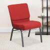 Flash Furniture 4 Pack HERCULES Series 21”W Church Chair in Dark Gray Fabric with Book Rack – Silver Vein Frame(Crimson Fabric/Silver Vein Frame)