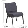 Flash Furniture 4 Pack HERCULES Series 21”W Church Chair in Dark Gray Fabric with Book Rack – Silver Vein Frame(Dark Gray Fabric/Silver Vein Frame)