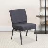 Flash Furniture 4 Pack HERCULES Series 21”W Church Chair in Dark Gray Fabric with Book Rack – Silver Vein Frame(Dark Gray Fabric/Silver Vein Frame)
