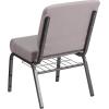 Flash Furniture 4 Pack HERCULES Series 21”W Church Chair in Dark Gray Fabric with Book Rack – Silver Vein Frame(Gray Dot Fabric/Silver Vein Frame)