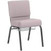 Flash Furniture 4 Pack HERCULES Series 21”W Church Chair in Dark Gray Fabric with Book Rack – Silver Vein Frame(Gray Dot Fabric/Silver Vein Frame)