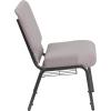 Flash Furniture 4 Pack HERCULES Series 21”W Church Chair in Dark Gray Fabric with Book Rack – Silver Vein Frame(Gray Dot Fabric/Silver Vein Frame)