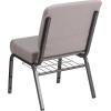 Flash Furniture 4 Pack HERCULES Series 21”W Church Chair in Dark Gray Fabric with Book Rack – Silver Vein Frame(Gray Dot Patterned Fabric/Silver Vein Frame)