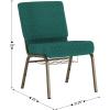 Flash Furniture 4 Pack HERCULES Series 21”W Church Chair in Dark Gray Fabric with Book Rack – Silver Vein Frame(Hunter Green Dot Patterned Fabric/Gold Vein Frame)