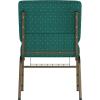 Flash Furniture 4 Pack HERCULES Series 21”W Church Chair in Dark Gray Fabric with Book Rack – Silver Vein Frame(Hunter Green Dot Patterned Fabric/Gold Vein Frame)
