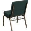 Flash Furniture 4 Pack HERCULES Series 21”W Church Chair in Dark Gray Fabric with Book Rack – Silver Vein Frame(Multi Color)
