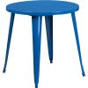 Flash Furniture Commercial Grade 30″ Round Blue Metal Indoor-Outdoor Table Set with 4 Vertical Slat Back Chairs(Blue)
