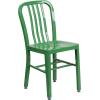 Flash Furniture Commercial Grade 30″ Round Blue Metal Indoor-Outdoor Table Set with 4 Vertical Slat Back Chairs(Green)