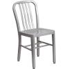 Flash Furniture Commercial Grade 30″ Round Blue Metal Indoor-Outdoor Table Set with 4 Vertical Slat Back Chairs(Grey)