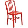 Flash Furniture Commercial Grade 30″ Round Blue Metal Indoor-Outdoor Table Set with 4 Vertical Slat Back Chairs(Red)