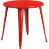Flash Furniture Commercial Grade 30″ Round Blue Metal Indoor-Outdoor Table Set with 4 Vertical Slat Back Chairs(Red)