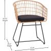 Flash Furniture Devon Set of 2 Patio Boho Club Chairs – Rope with Natural Finish PE Wicker Rattan – Black Seat Cushions and Sled Base – Indoor/Outdoor Use